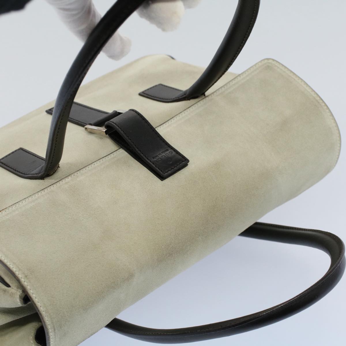 GUCCI Hand Bag Suede Leather Beige 000 0844 53662