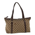 GUCCI GG Canvas Tote Bag Nylon Beige Brown 53682