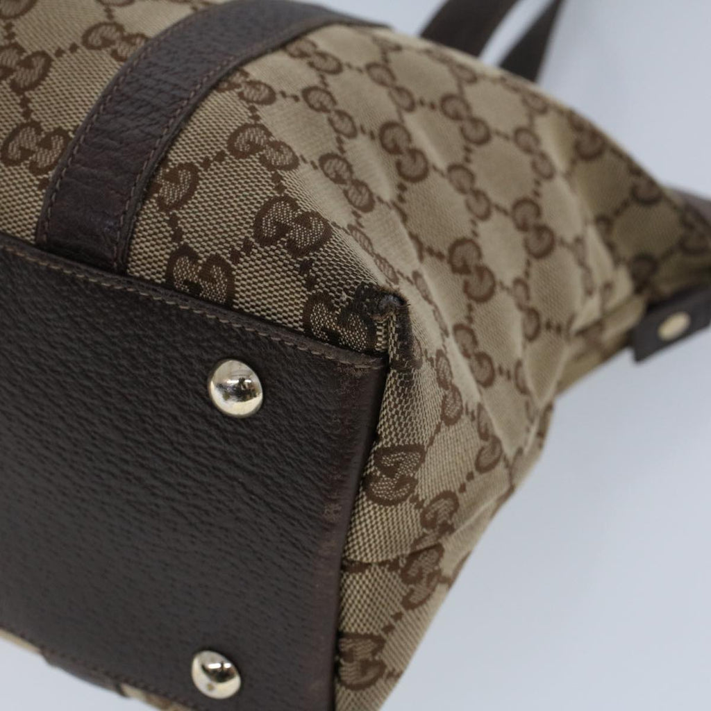 GUCCI GG Canvas Tote Bag Nylon Beige Brown 53682