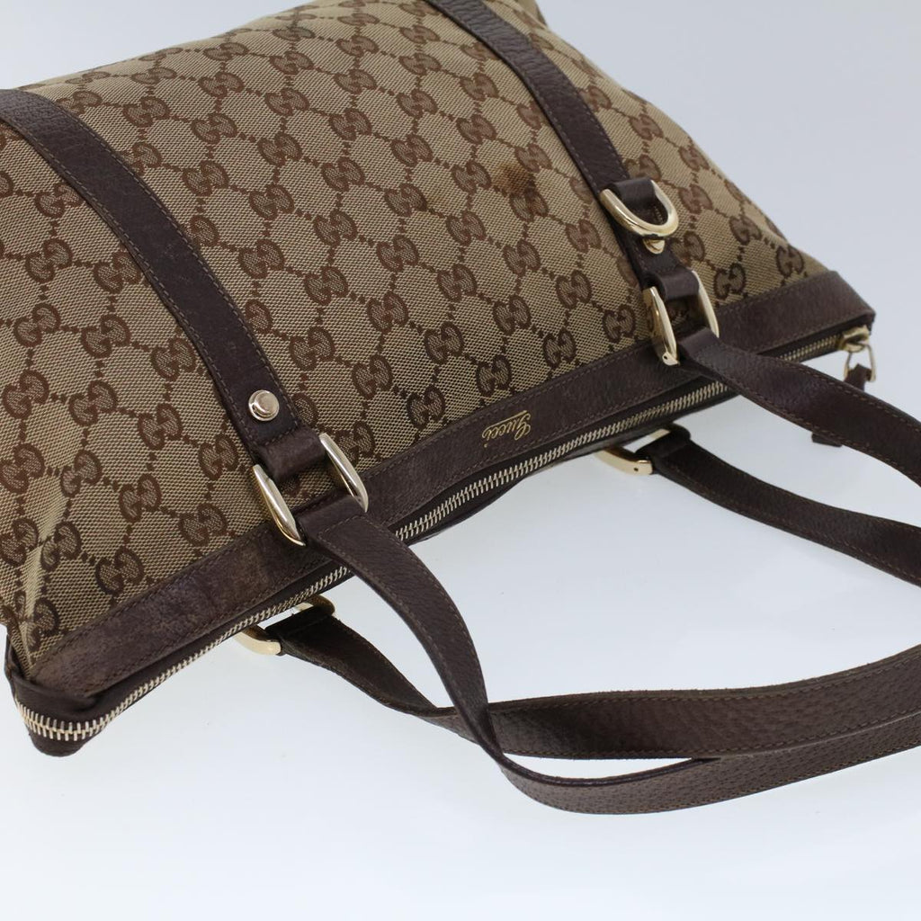 GUCCI GG Canvas Tote Bag Nylon Beige Brown 53682