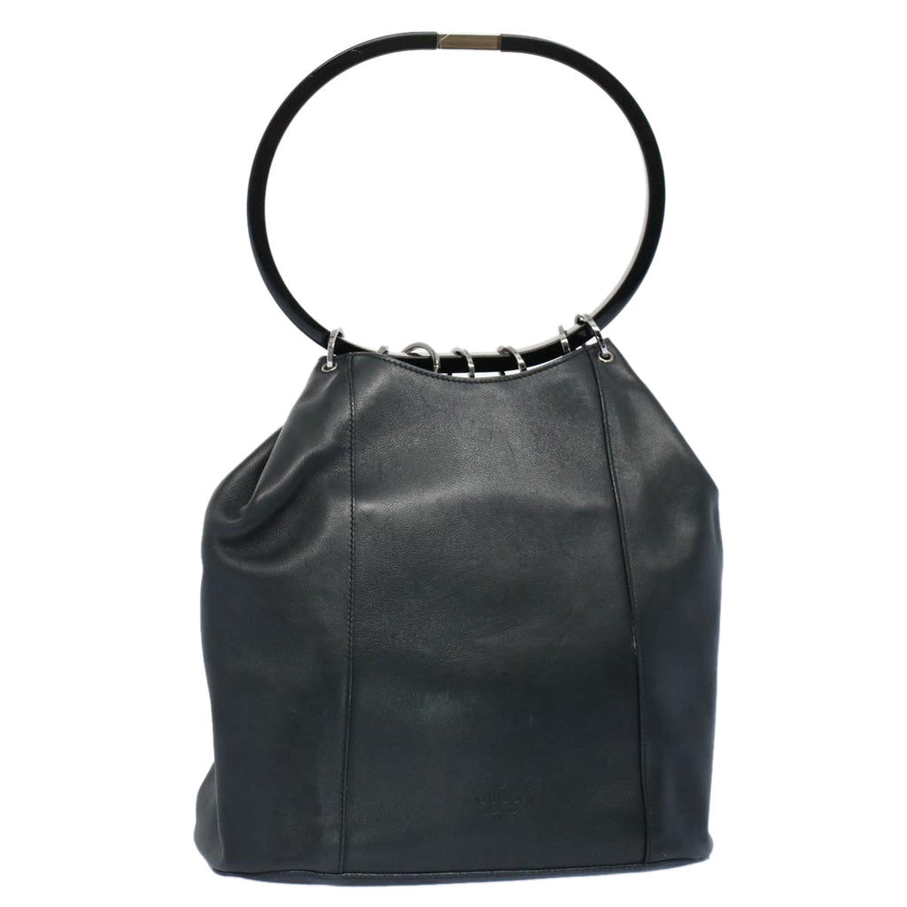 GUCCI Hand Bag Leather Black 53686