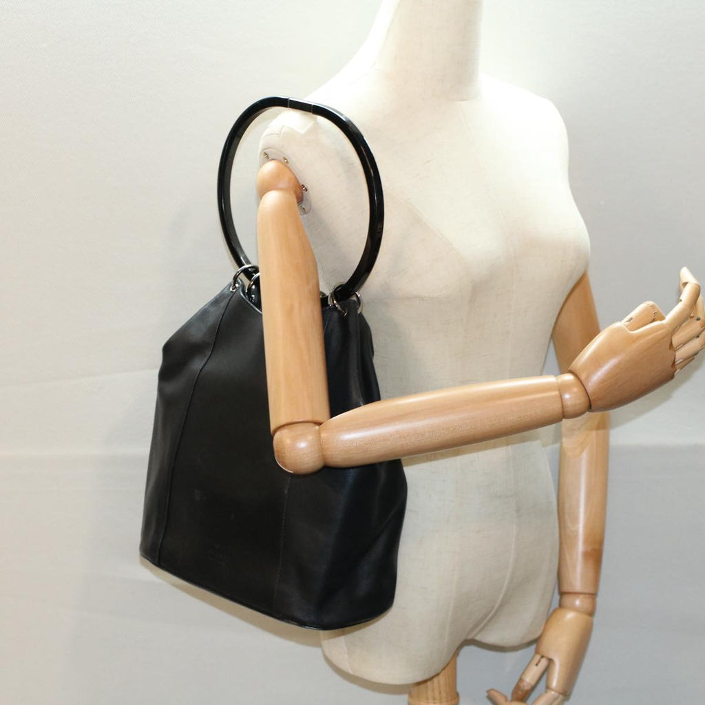 GUCCI Hand Bag Leather Black 53686