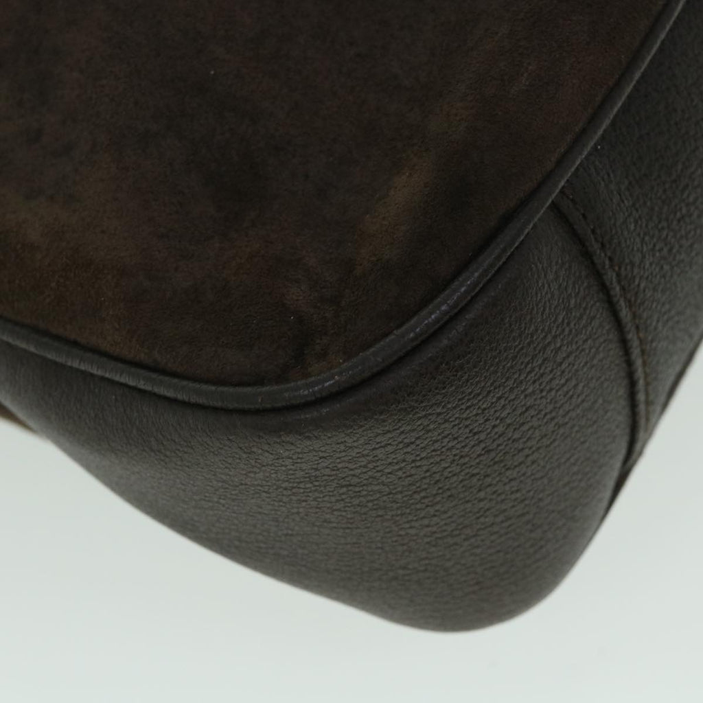 GUCCI Bamboo Hand Bag Suede 2way Brown 53690
