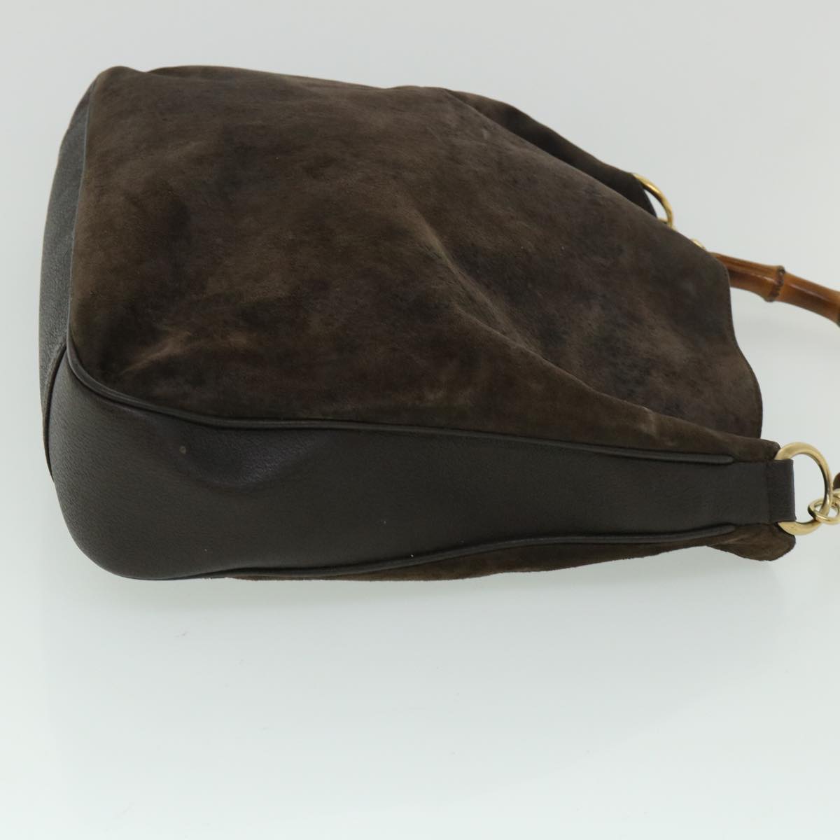 GUCCI Bamboo Hand Bag Suede 2way Brown 53690