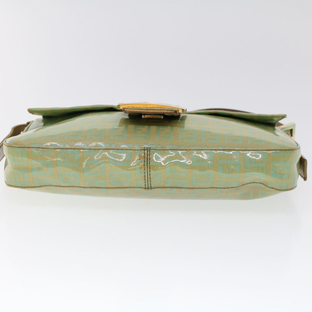 FENDI Zucchino Canvas Mamma Baguette Shoulder Bag Enamel Light Blue 53741