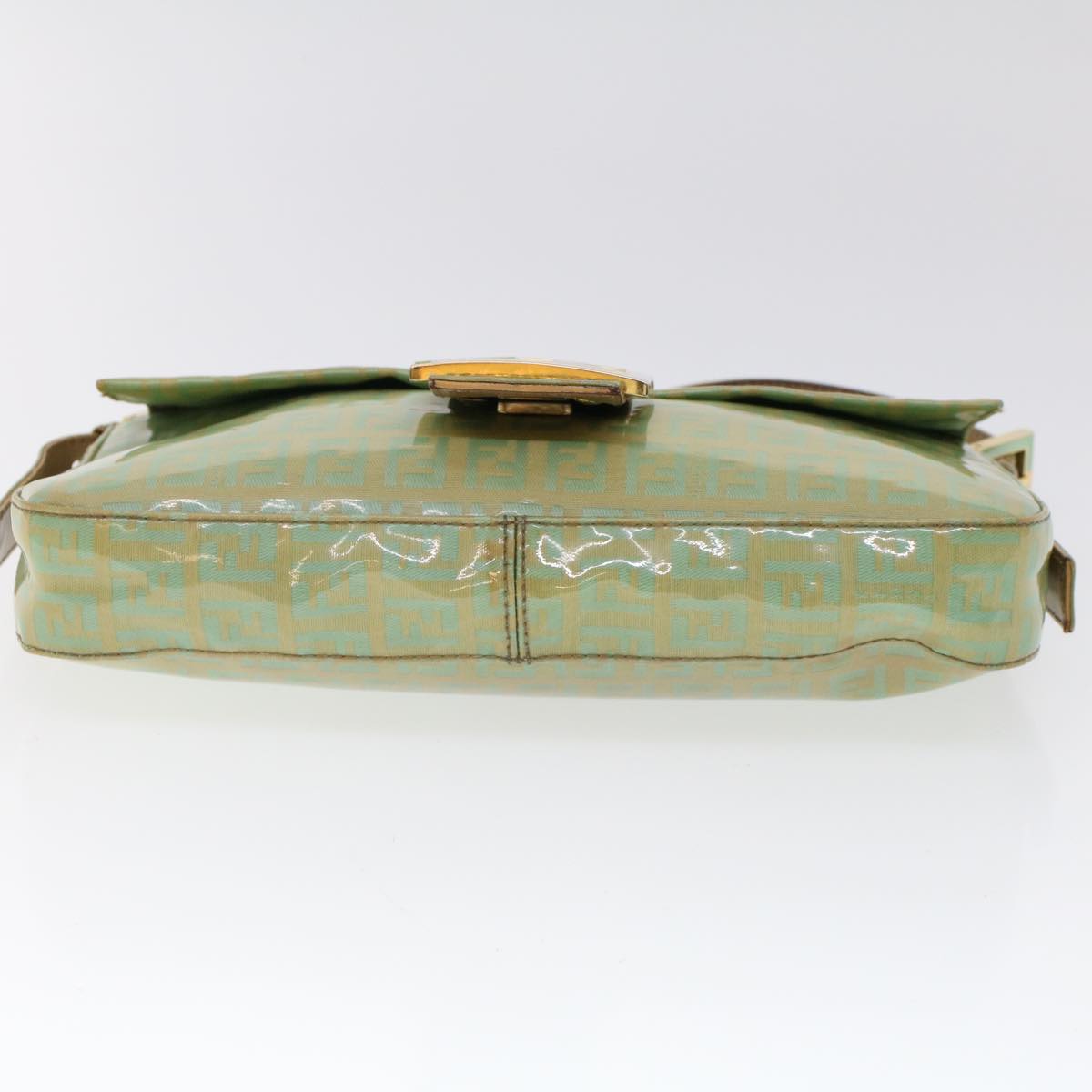 FENDI Zucchino Canvas Mamma Baguette Shoulder Bag Enamel Light Blue 53741