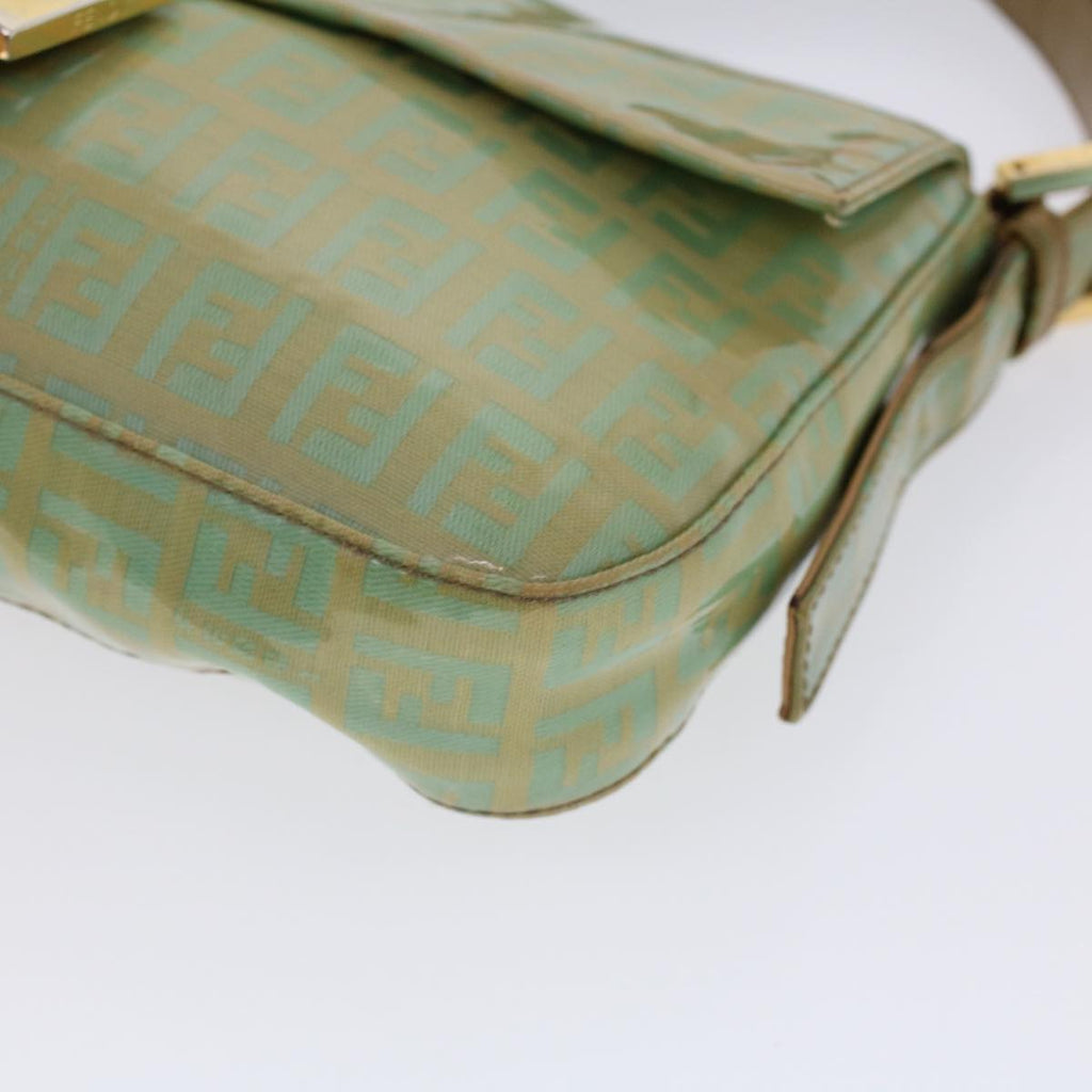FENDI Zucchino Canvas Mamma Baguette Shoulder Bag Enamel Light Blue 53741