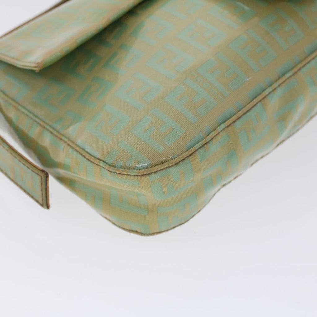 FENDI Zucchino Canvas Mamma Baguette Shoulder Bag Enamel Light Blue 53741