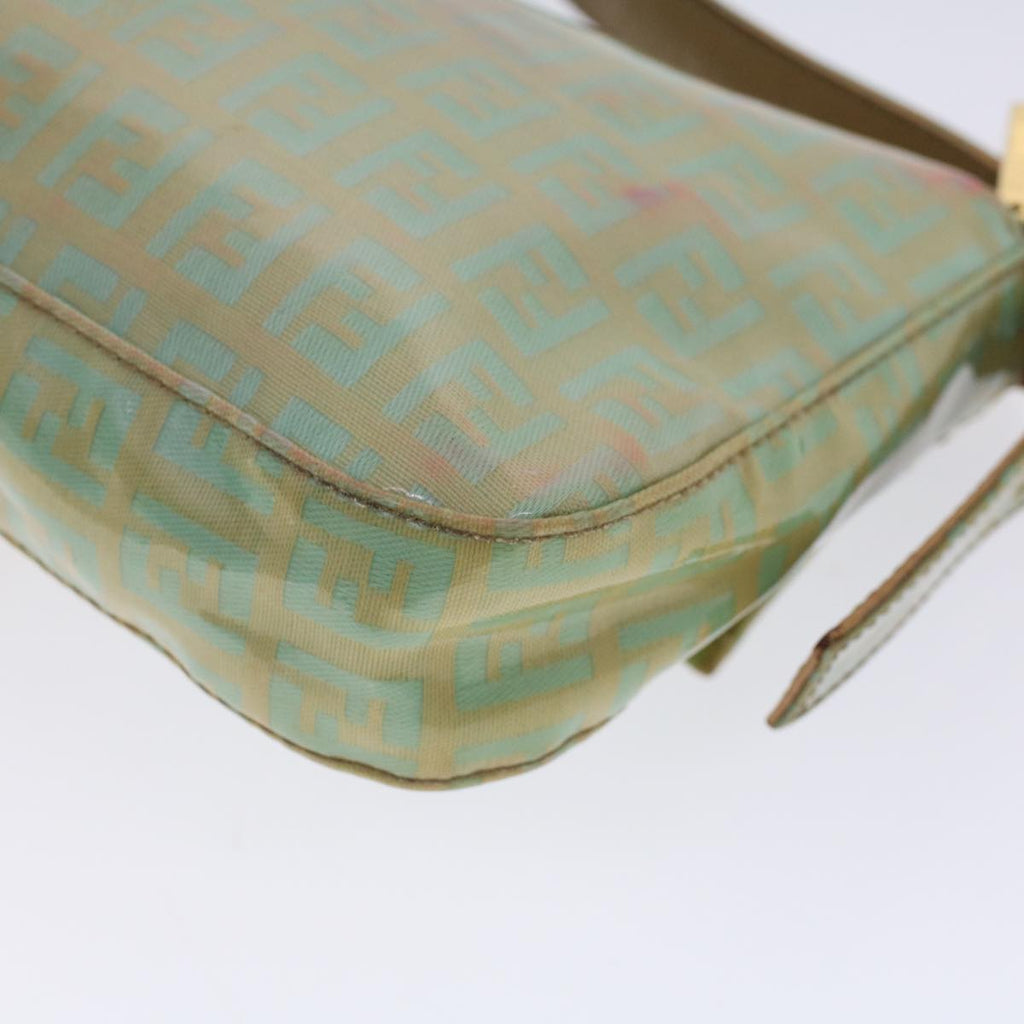 FENDI Zucchino Canvas Mamma Baguette Shoulder Bag Enamel Light Blue 53741
