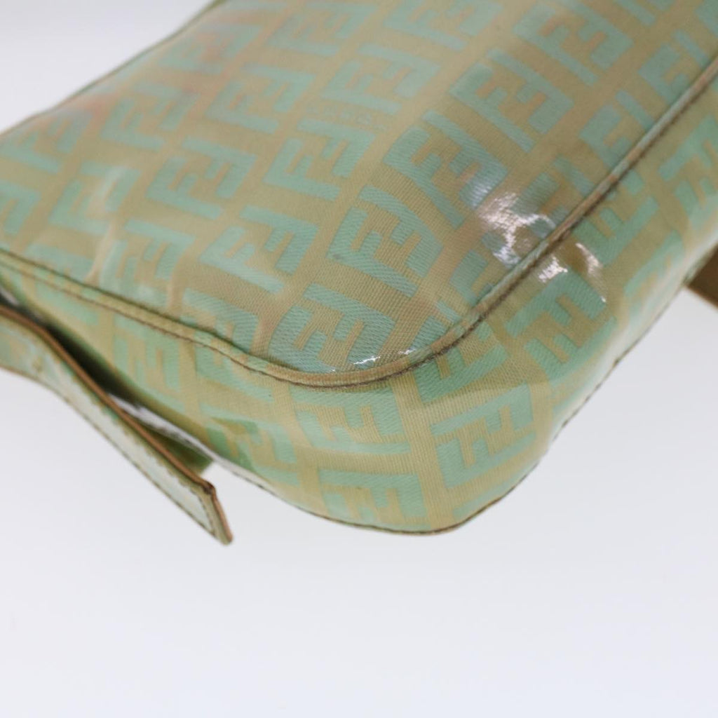 FENDI Zucchino Canvas Mamma Baguette Shoulder Bag Enamel Light Blue 53741