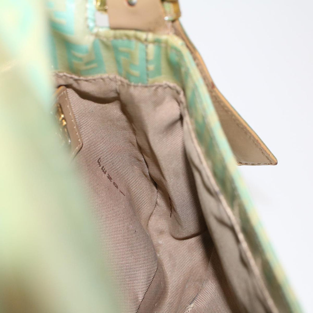 FENDI Zucchino Canvas Mamma Baguette Shoulder Bag Enamel Light Blue 53741