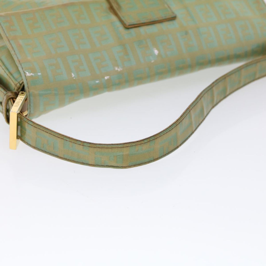 FENDI Zucchino Canvas Mamma Baguette Shoulder Bag Enamel Light Blue 53741
