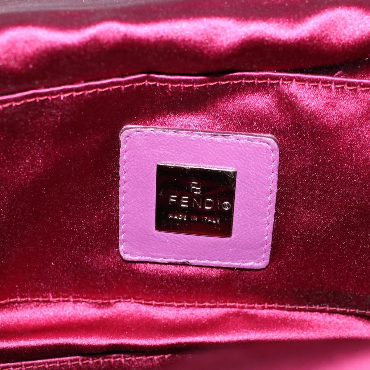 FENDI Mamma Baguette Hand Bag Leather Beige Purple 53742