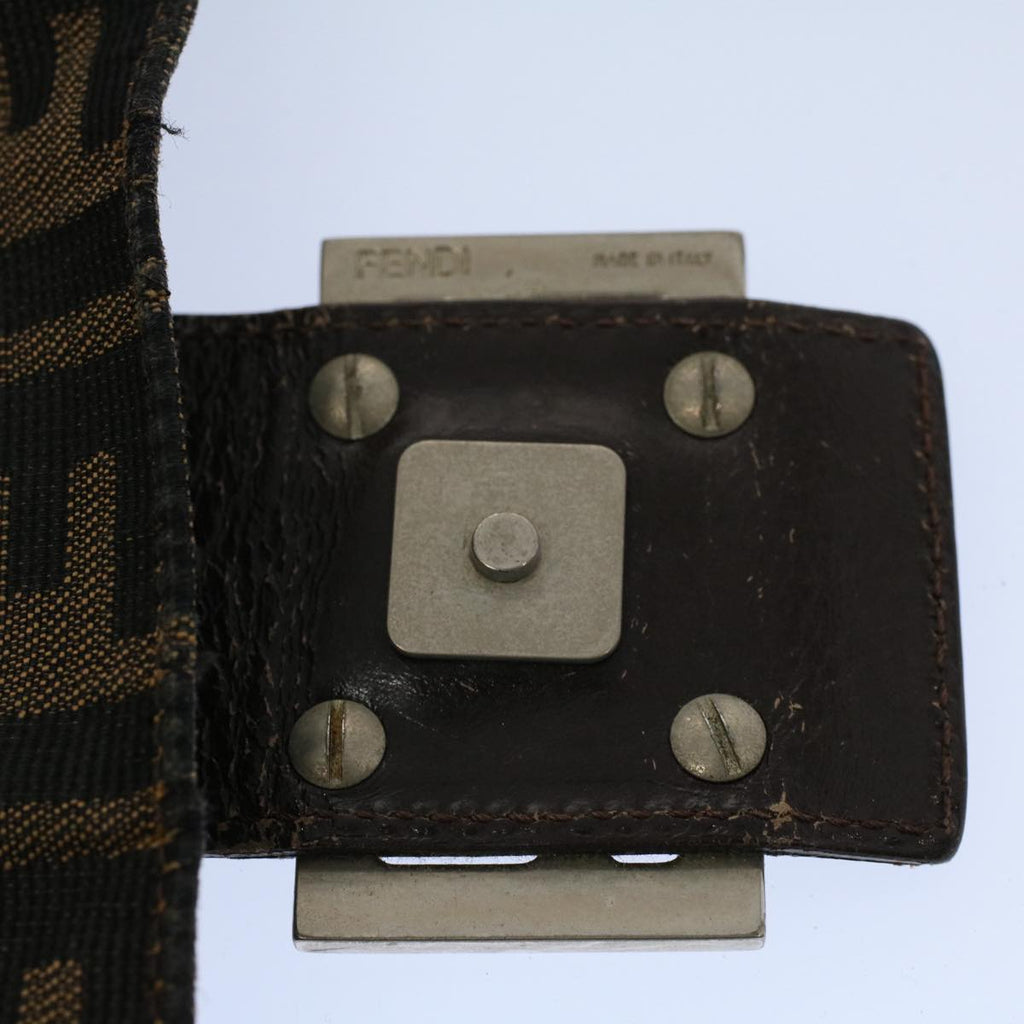 FENDI Zucca Canvas Mamma Baguette Shoulder Bag Black Brown 53745