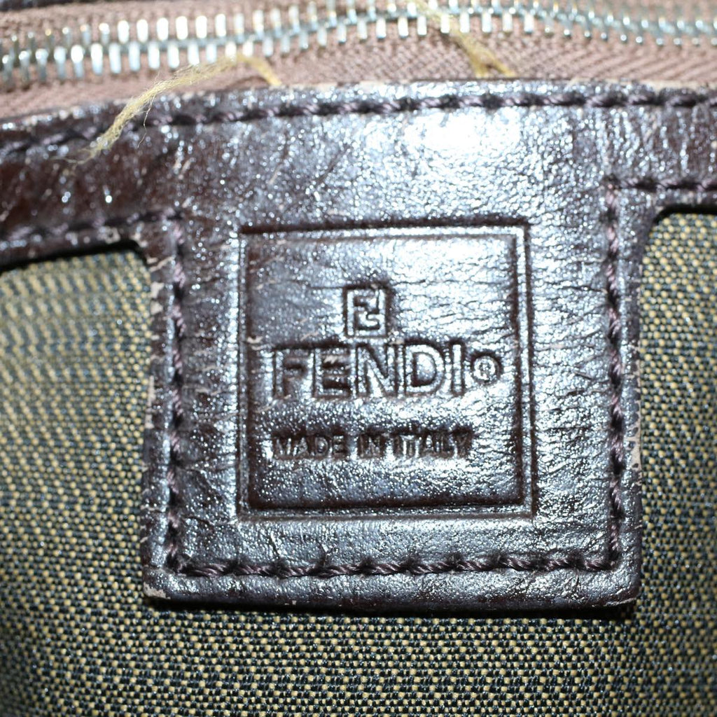 FENDI Zucca Canvas Mamma Baguette Shoulder Bag Black Brown 53745