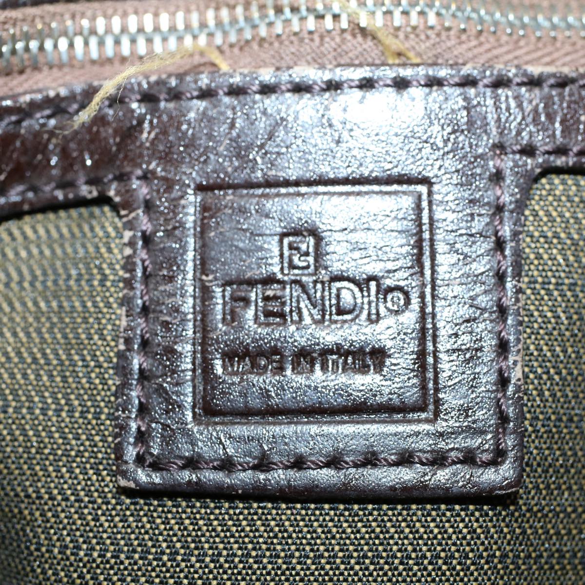 FENDI Zucca Canvas Mamma Baguette Shoulder Bag Black Brown 53745