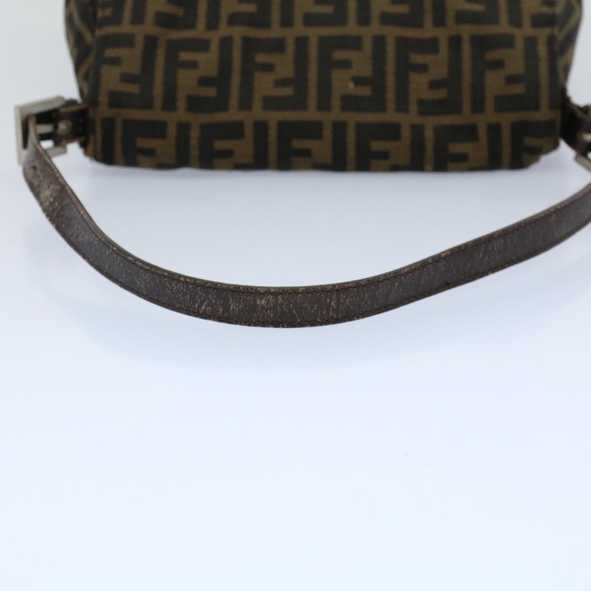 FENDI Zucca Canvas Mamma Baguette Shoulder Bag Black Brown 53745