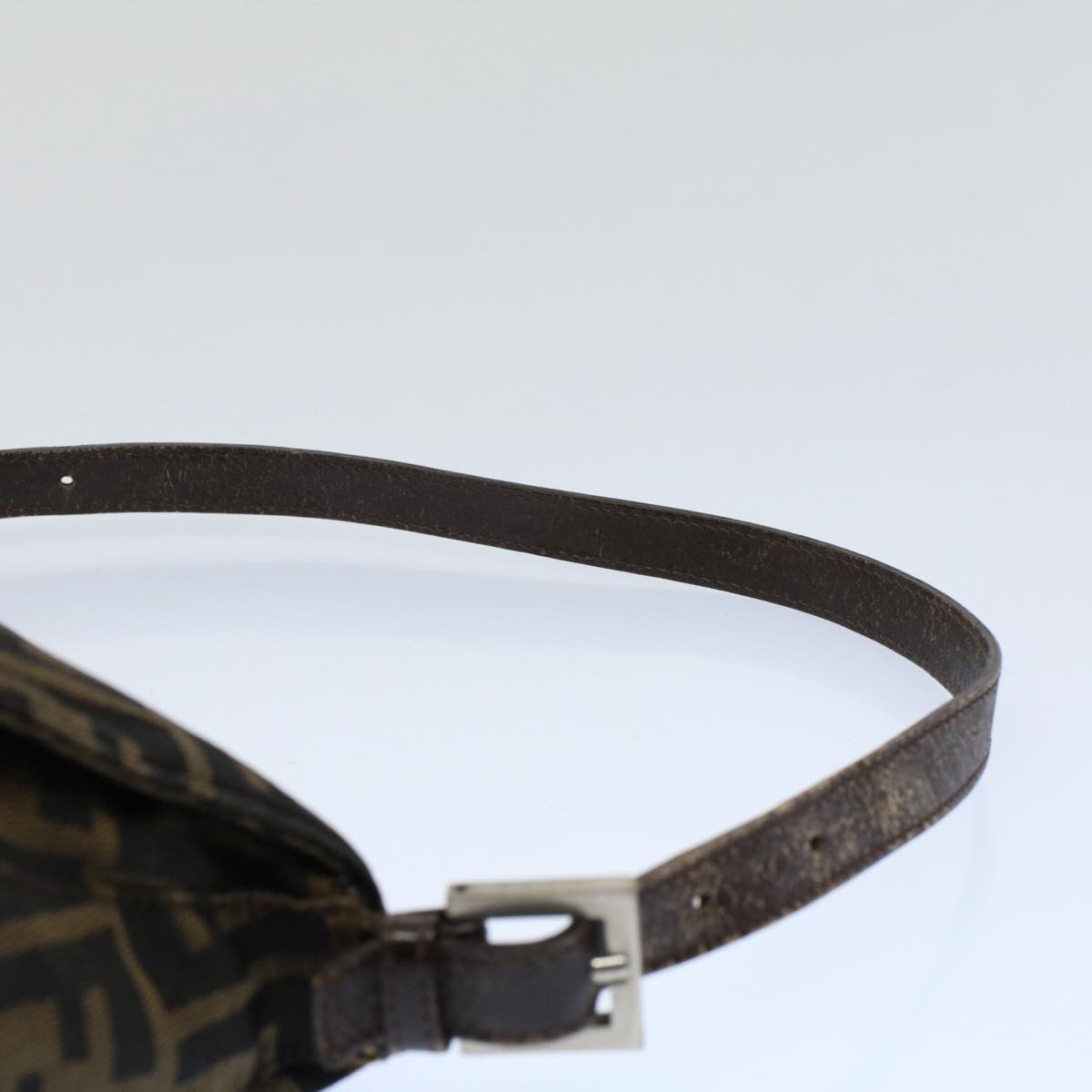 FENDI Zucca Canvas Mamma Baguette Shoulder Bag Black Brown 53745