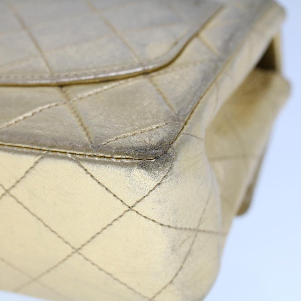 CHANEL Matelasse Turn Lock Chain Shoulder Bag Lamb Skin Gold CC 53752A