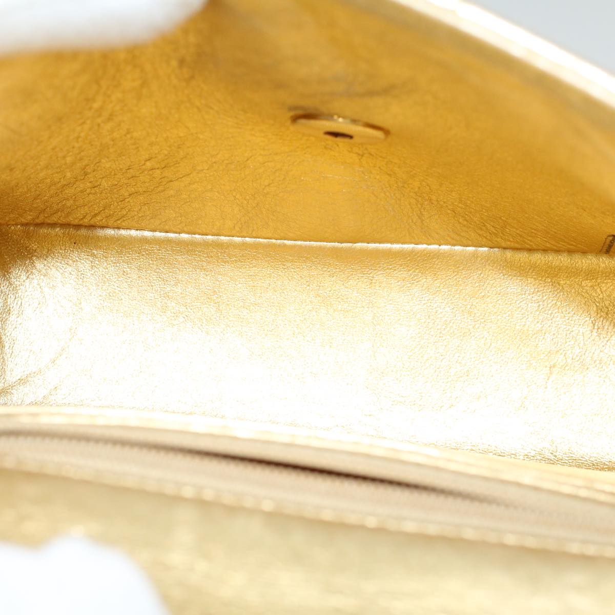 CHANEL Matelasse Turn Lock Chain Shoulder Bag Lamb Skin Gold CC 53752A
