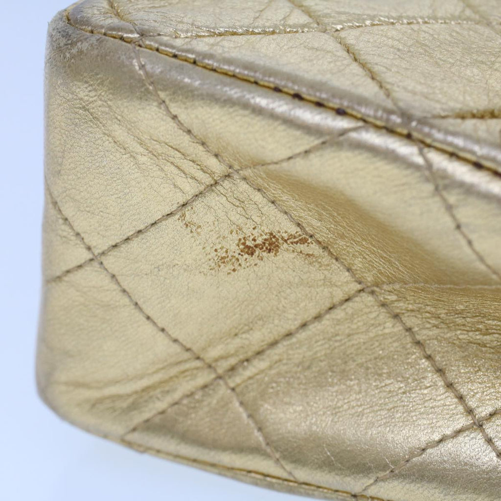 CHANEL Matelasse Turn Lock Chain Shoulder Bag Lamb Skin Gold CC 53752A