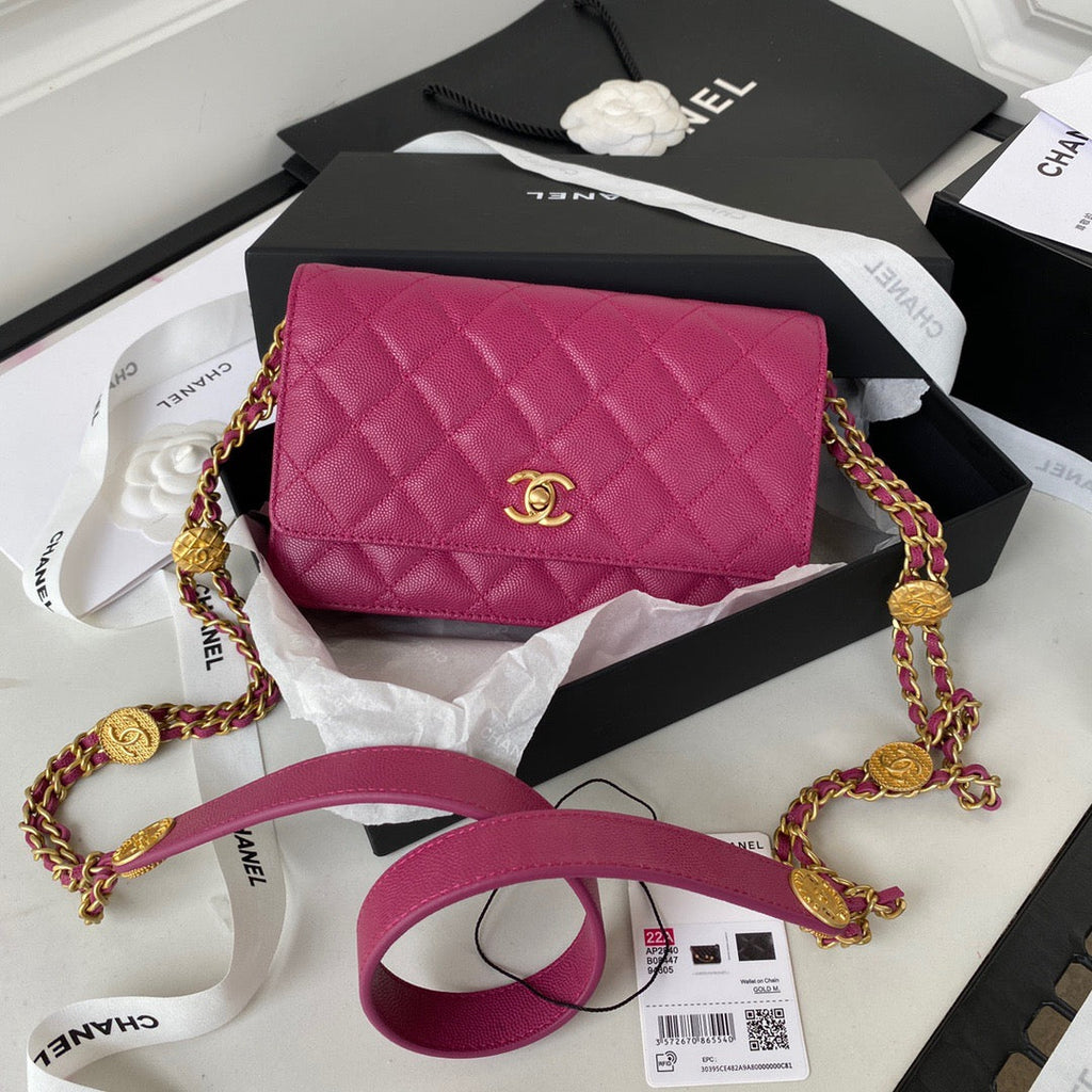 CHLSmall Flap Bag Gold Hardware Plum For Women, Women’s Handbags, Shoulder Bags 7.5in/19cm AP2840
