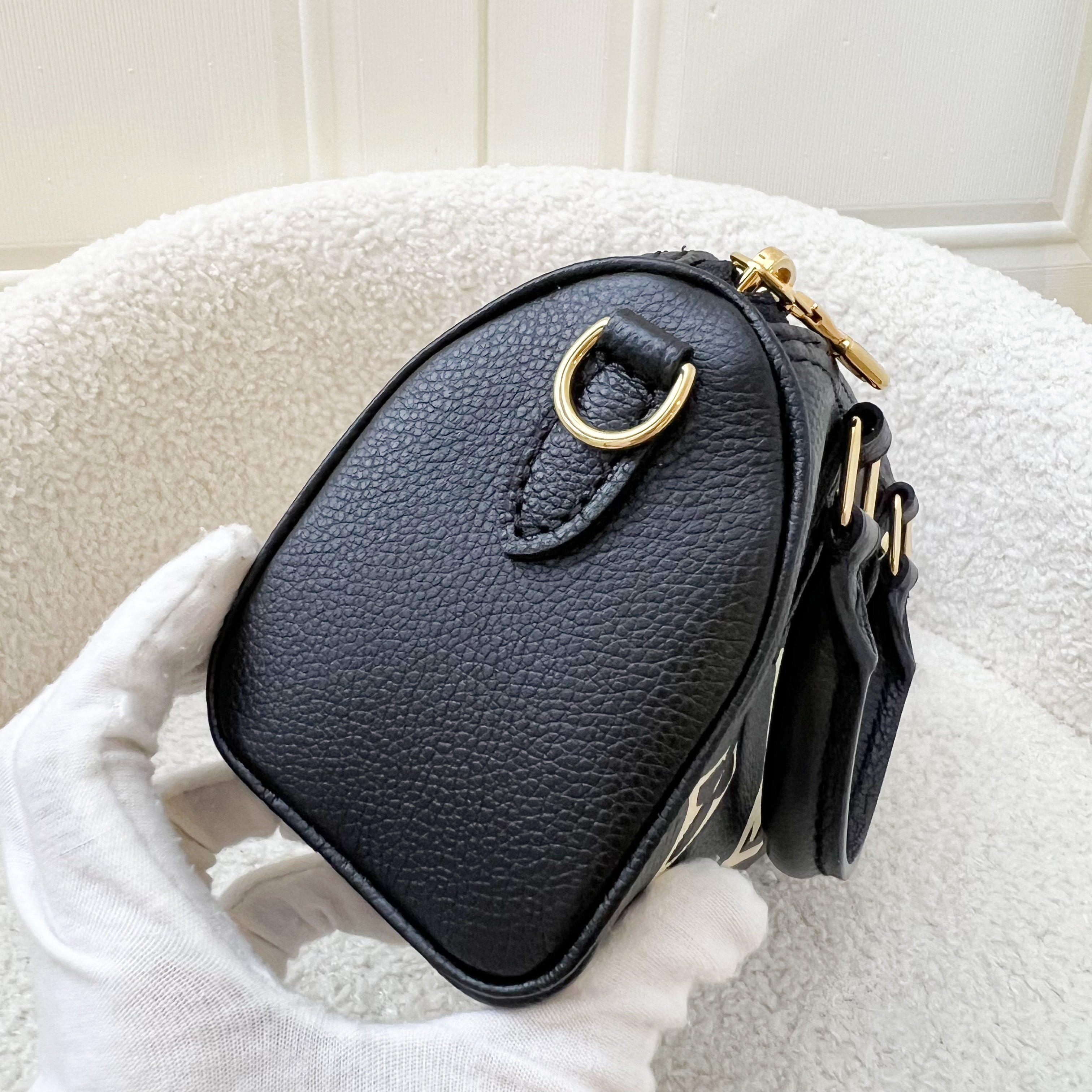 LV Speedy Nano in in Black and Creme Giant Monogram Empreinte Leather GHW