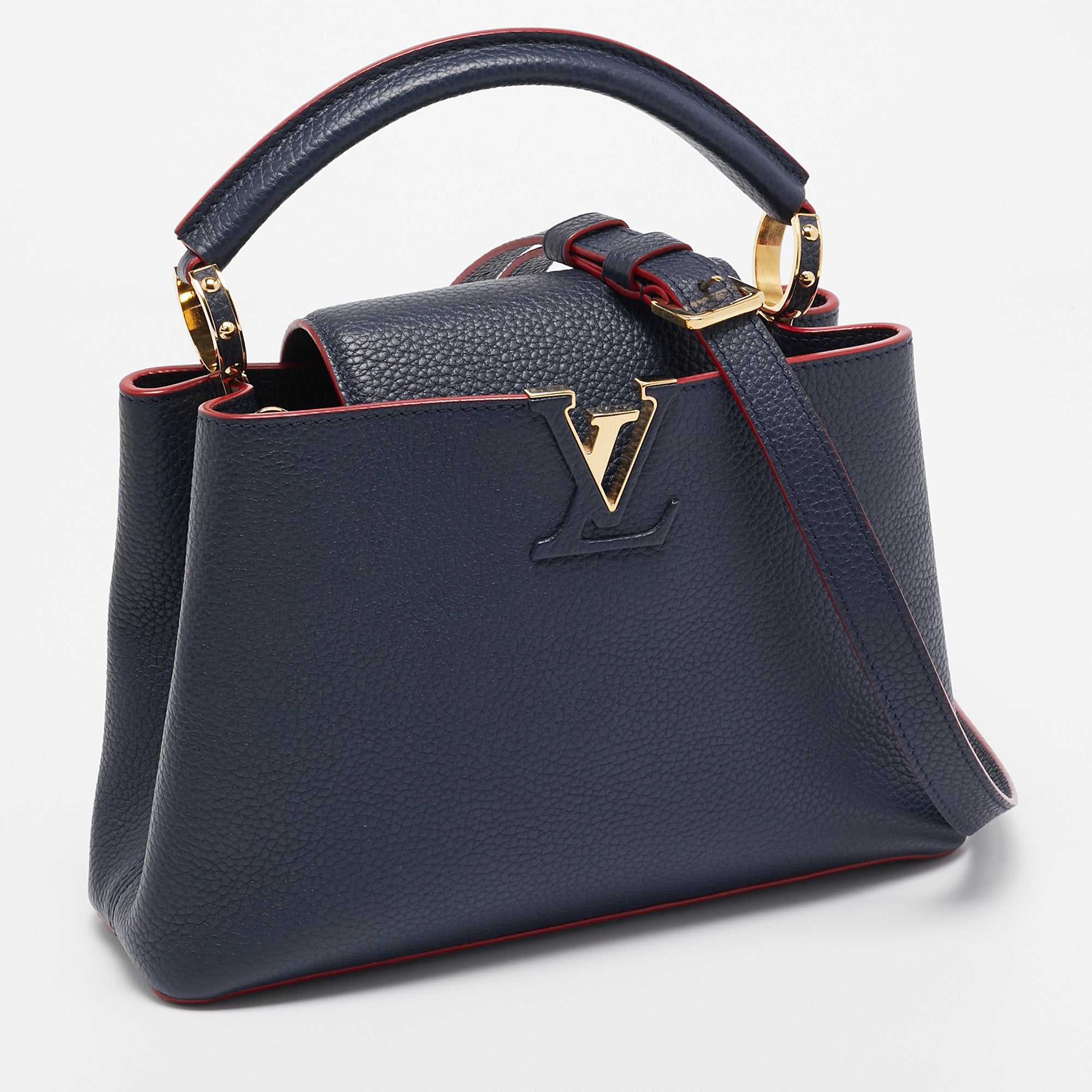 Louis Vuitton Marine/rouge Taurillon Leather Capucines Bb Bag..