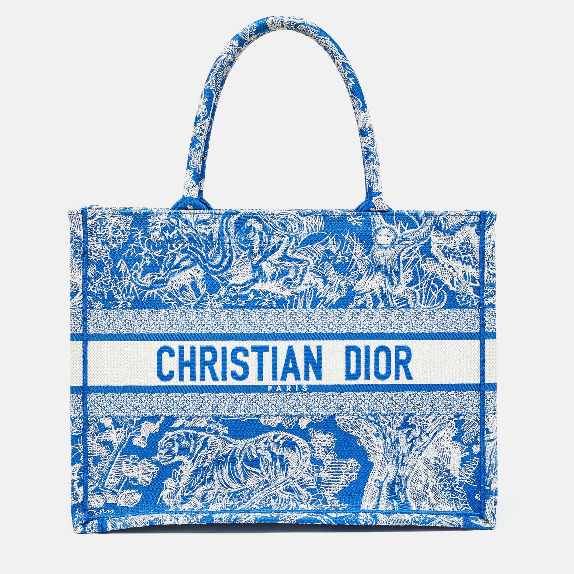 Dior  Embroidered Canvas Medium Toile De Jouy Book Tote