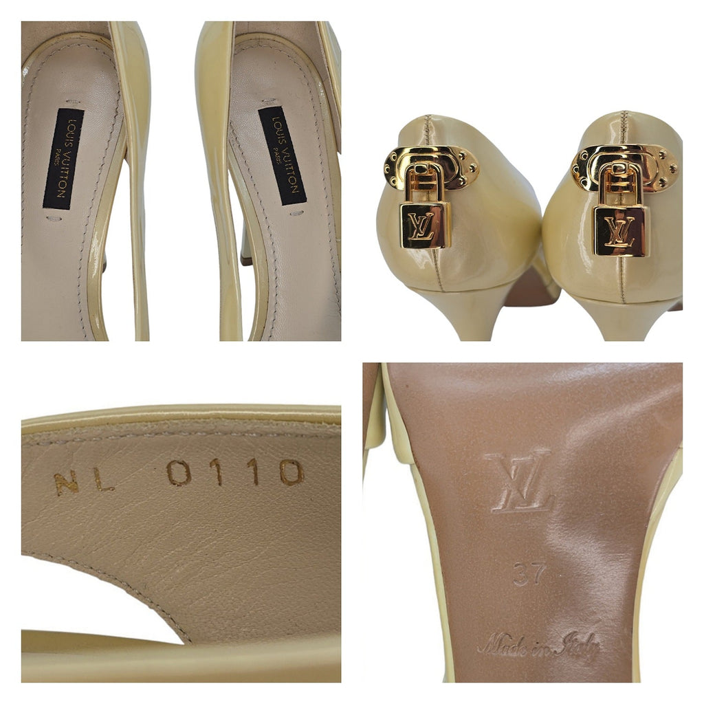 Louis Vuitton Pearly Gold Padlock Pumps - Sz. 37