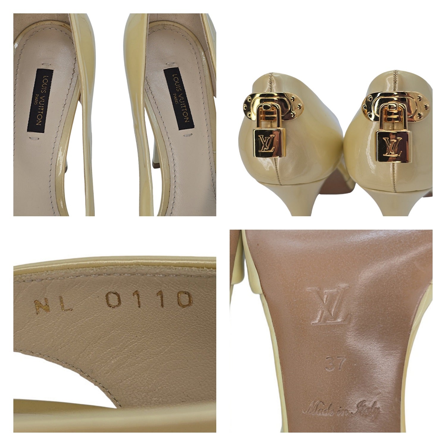 Louis Vuitton Pearly Gold Padlock Pumps - Sz. 37