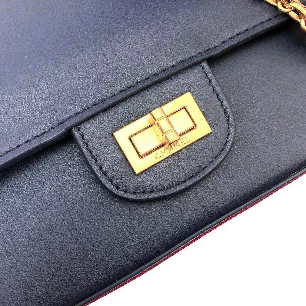 CHLMaroon Medallion Nude Reissue 2.55 Classic 225 Flap Navy Blue Bag For Women 24cm/9.4in