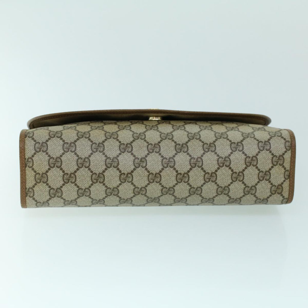 GUCCI GG Canvas Web Sherry Line Clutch Bag PVC Leather Beige Green 54001