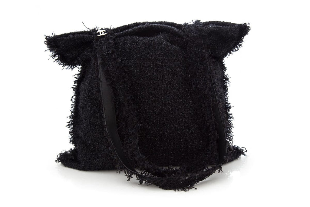 Chanel Black Tweed Rocket Shopper Handbag