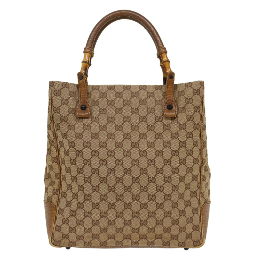 GUCCI GG Canvas Bamboo Hand Bag Beige 112530 54011