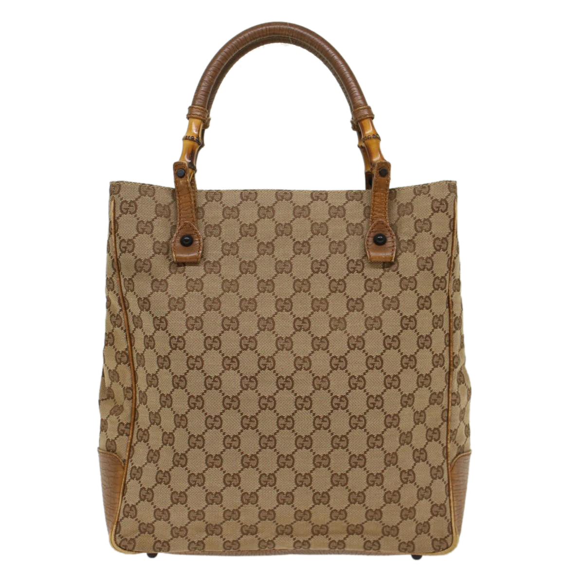 GUCCI GG Canvas Bamboo Hand Bag Beige 112530 54011