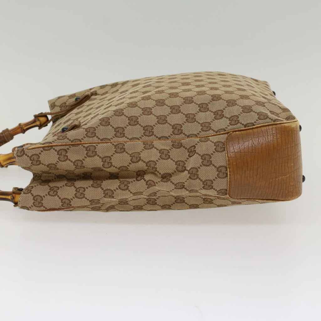 GUCCI GG Canvas Bamboo Hand Bag Beige 112530 54011