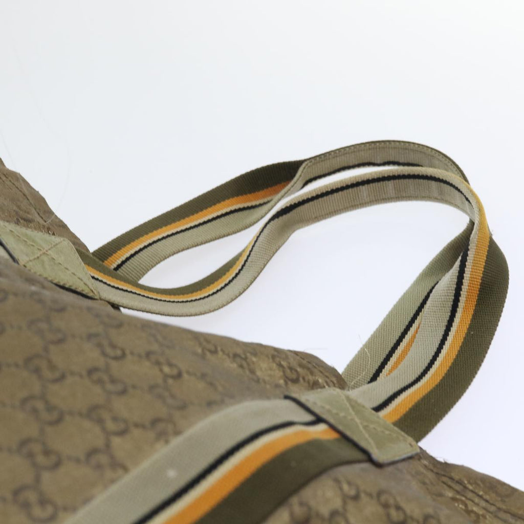 GUCCI GG Canvas Sherry Line Tote Bag Gold Gray khaki 189669 54019