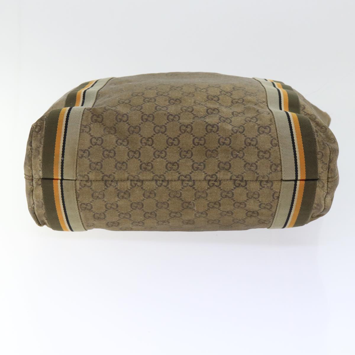 GUCCI GG Canvas Sherry Line Tote Bag Gold Gray khaki 189669 54019
