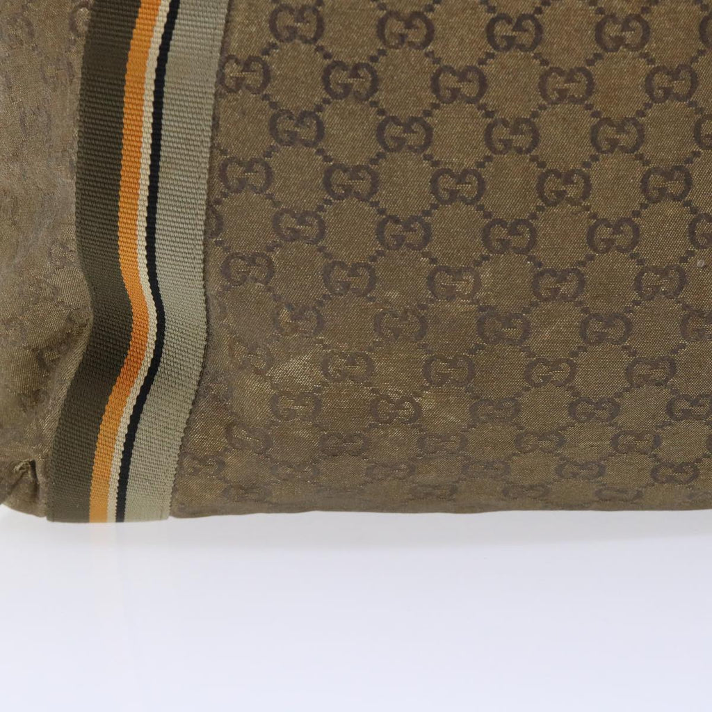 GUCCI GG Canvas Sherry Line Tote Bag Gold Gray khaki 189669 54019