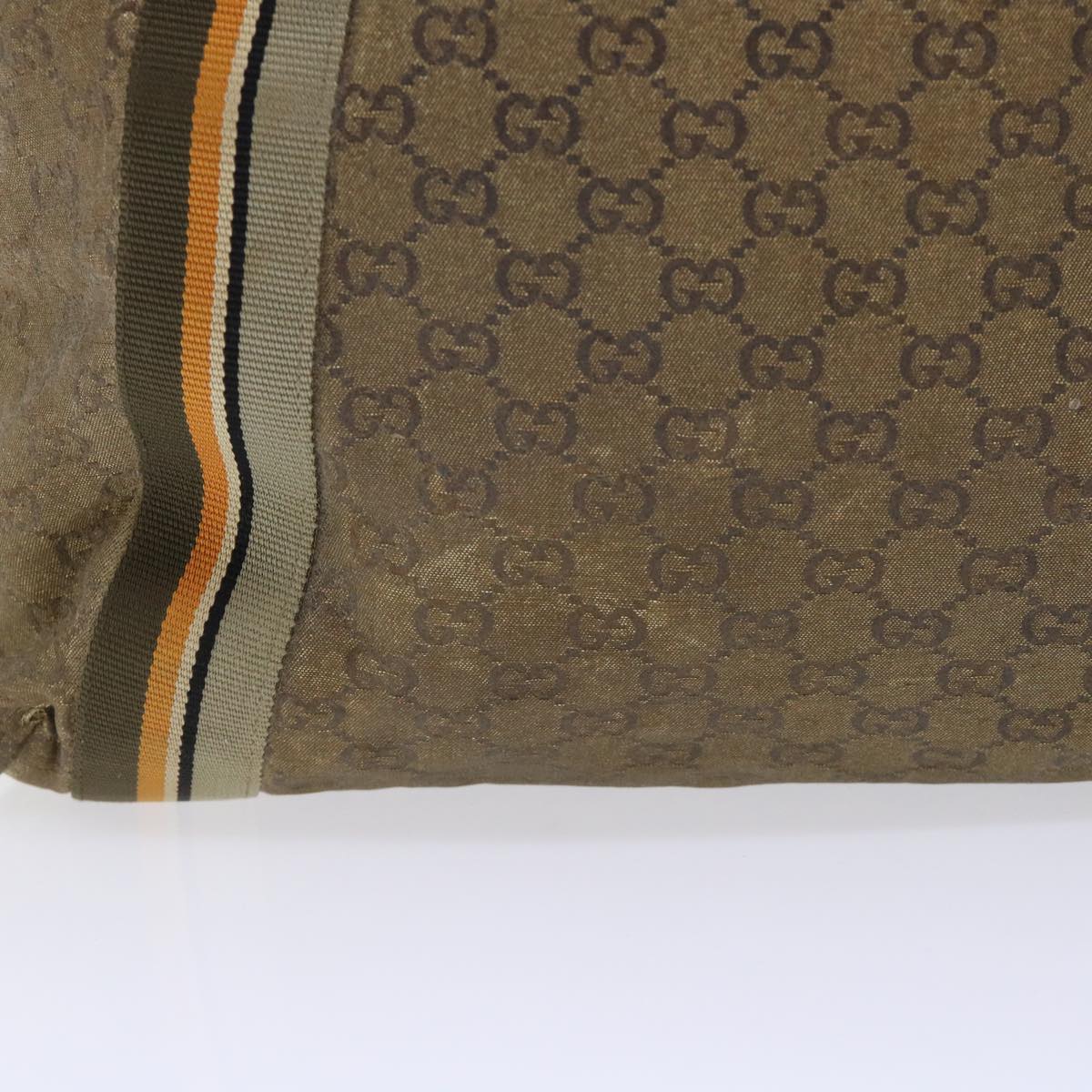 GUCCI GG Canvas Sherry Line Tote Bag Gold Gray khaki 189669 54019