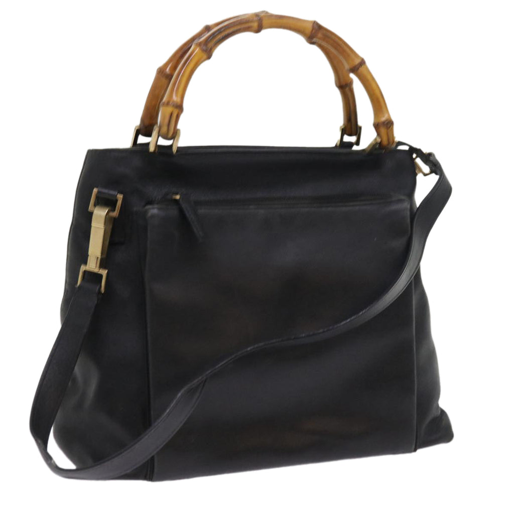 GUCCI Bamboo Shoulder Bag Leather 2way Black 54020