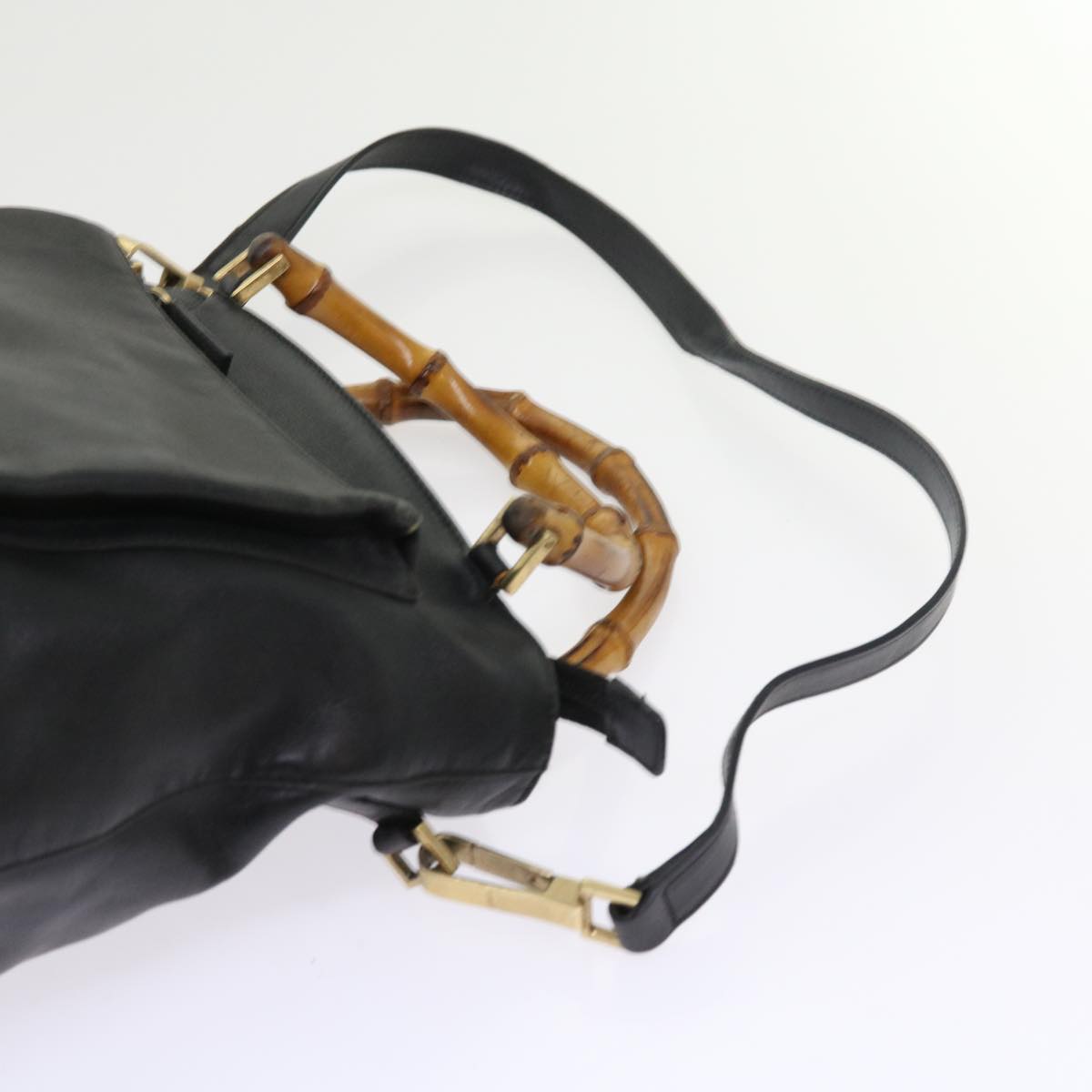 GUCCI Bamboo Shoulder Bag Leather 2way Black 54020