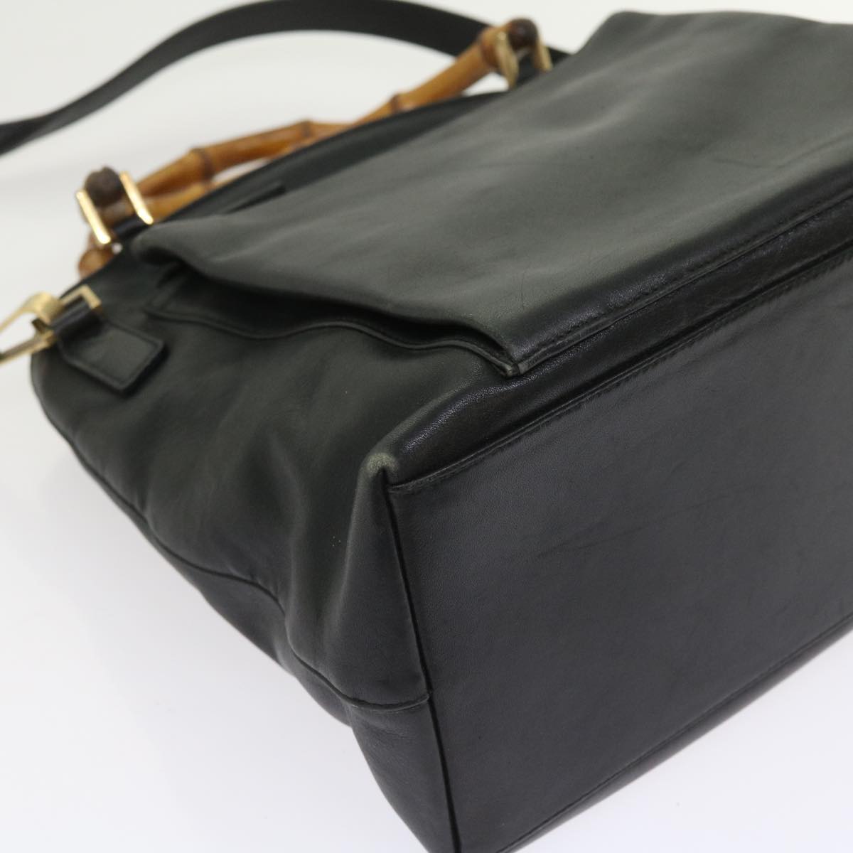 GUCCI Bamboo Shoulder Bag Leather 2way Black 54020