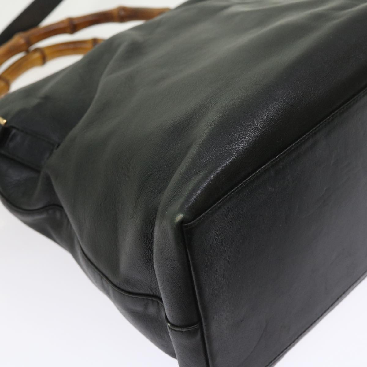 GUCCI Bamboo Shoulder Bag Leather 2way Black 54020