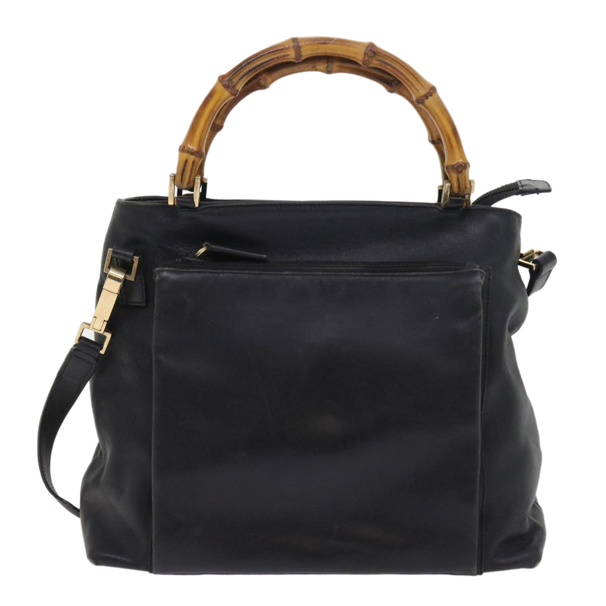 GUCCI Bamboo Shoulder Bag Leather 2way Black 54020