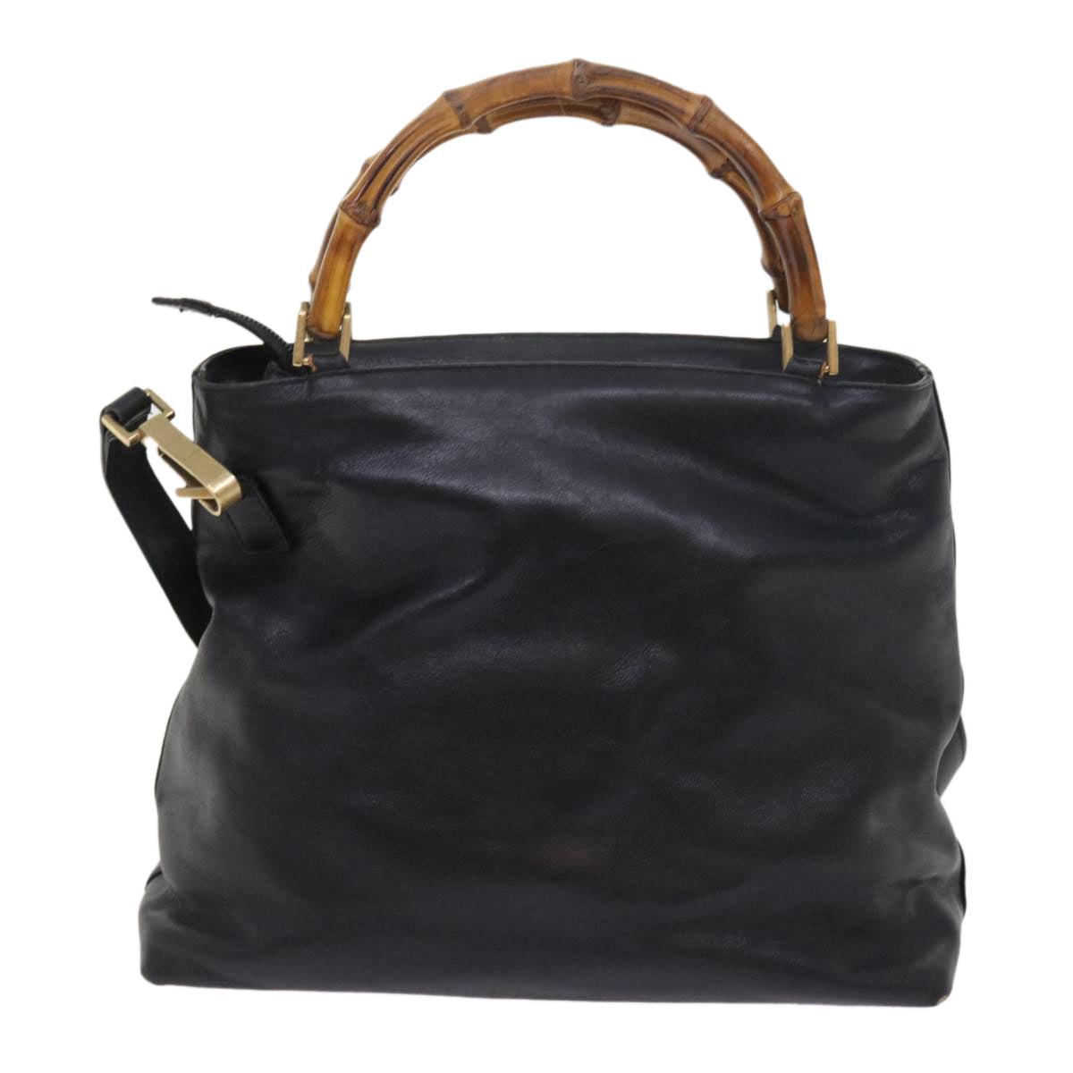 GUCCI Bamboo Shoulder Bag Leather 2way Black 54020