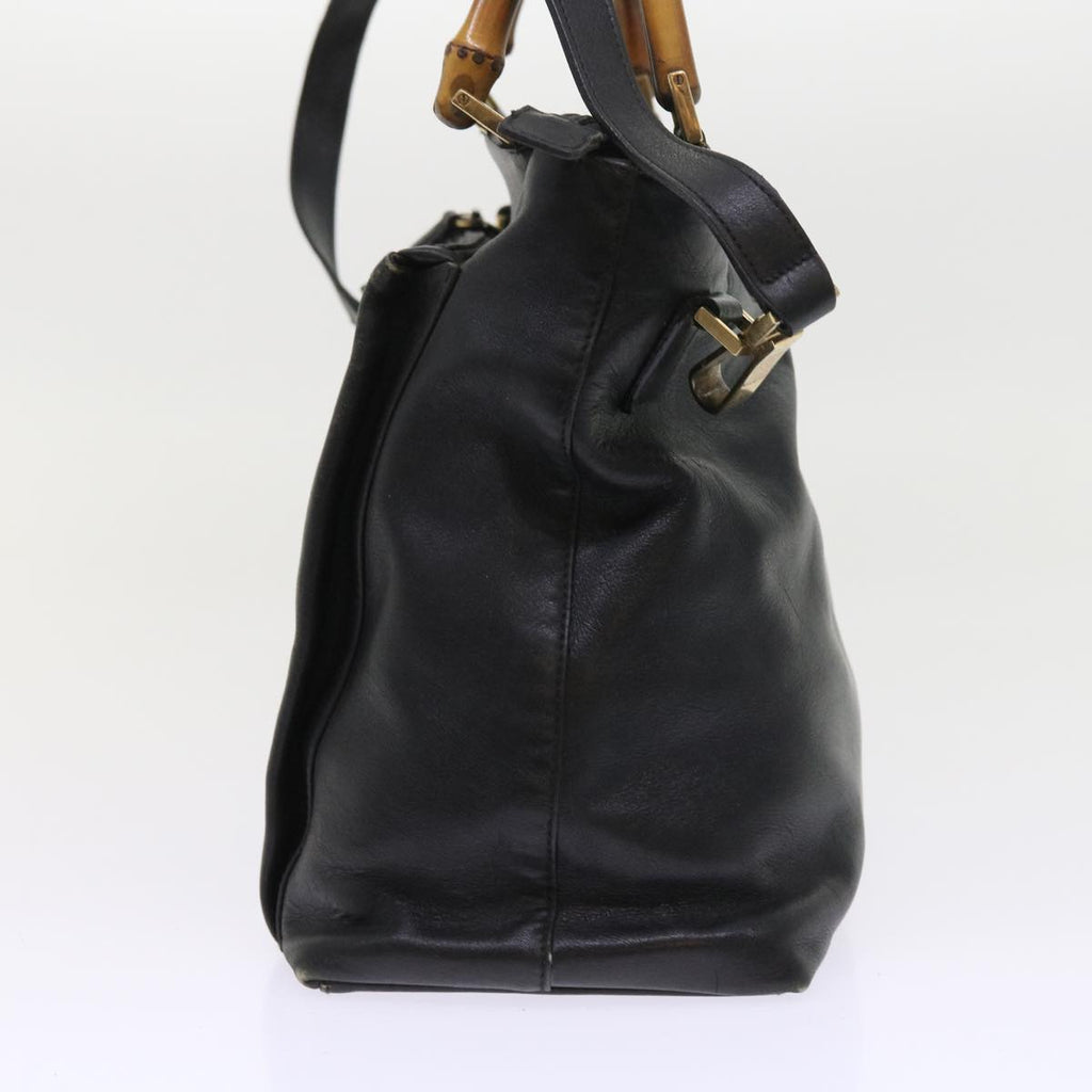 GUCCI Bamboo Shoulder Bag Leather 2way Black 54020