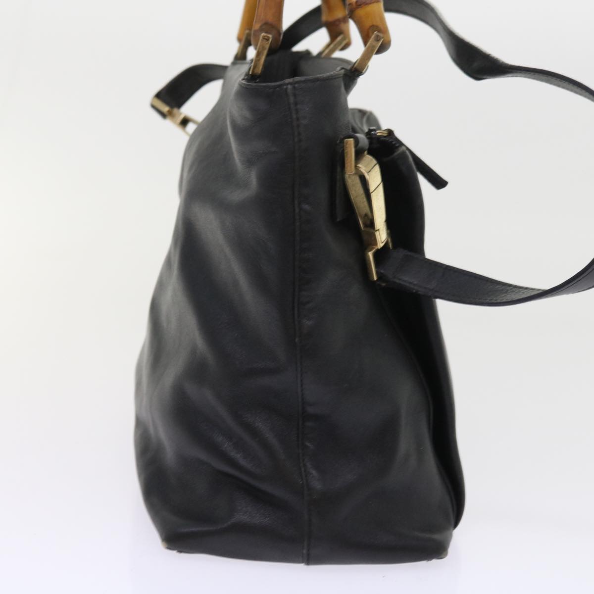 GUCCI Bamboo Shoulder Bag Leather 2way Black 54020