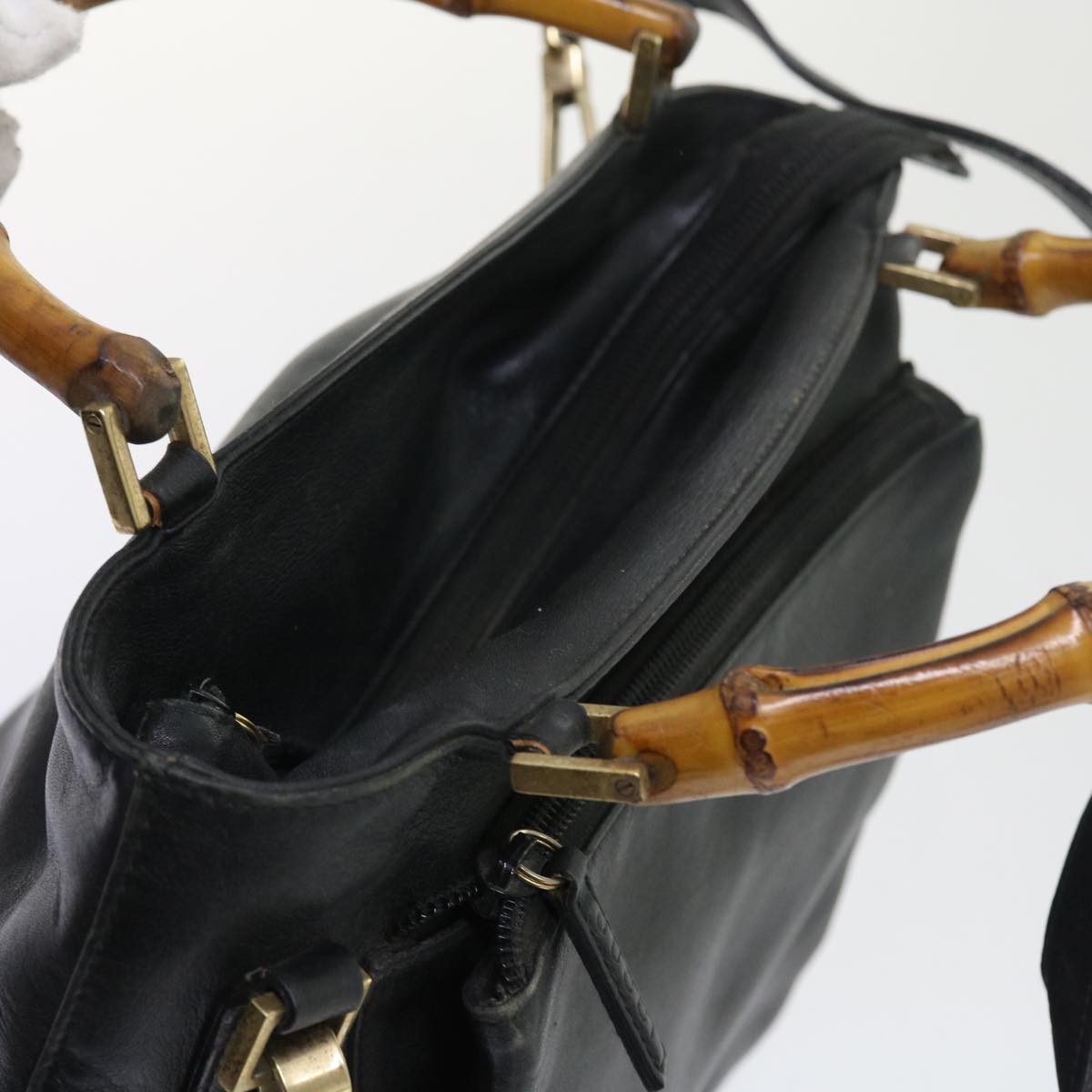 GUCCI Bamboo Shoulder Bag Leather 2way Black 54020